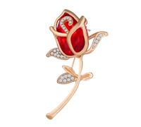Baluue Spilla Fiore Splendente Cristallo Tulipano per Abiti Sciarpe e Borse Fermacollo Antiscivolo Elegante da Donna Accessorio Decorativo Rosso