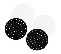 Baluue Tappetino per Friggitrice ad Aria in Silicone Riutilizzabile, Set 4 Pezzi (nero e Bianco 19,5 Cm), Rivestimento Antiaderente per Cestello e Vaporiera, Accessorio Cucina Resistente