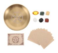 Baluue Vassoio Metallico Rotondo per Rituali con Pietra di Cristallo Porta Gioielli e Portacandele per Altare Piatto Divinazione per Preghiere e Cerimonie Spirituali