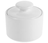 Baluue Zuccheriera in Ceramica Bianca con Coperchio Design Dritto Compatto per Bar Ufficio e Cucina Stile Vintage Essenziale per Countertop