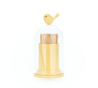 Balvi Dispenser stuzzicadenti/cotone Birdie Colore giallo Portastuzzicadenti con cupola trasparente e