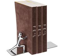 Balvi Fermalibri Push! Colore Cromato 2 Pezzi Inox/Zinco