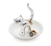 Balvi - Gatto porta anelli in ceramica. Vassoio per anelli e gioielli. Realizzato in ceramica. Forma
