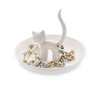 Balvi - Gatto XL porta anelli in ceramica. Vassoio per anelli e gioielli. Realiz
