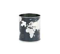 Balvi Porta matite Globe Colore Grigio Mappa Design del Mondo, Include Un Magnete a Forma di Aereo La