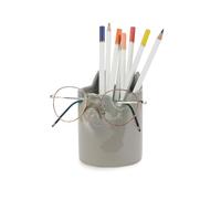 Balvi Porta matite & portaocchiali Nosy Buddy Cat Colore Grigio Organizer 2 in 1, Dipinto a Mano Cera