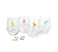 Balvi Segna Bicchieri Sticky Dogs Segnabicchieri e calici con la Silhouette di 8 Razze di Cani Silico