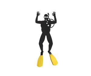 Balvi Segnalibro Scuba Colore Nero giallo Ispirato alle immersioni subacquee Plastica