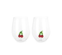 Balvi Set bicchieri Botanical Cherry Colore rosso Fatto a mano in borosilicato Vetro 2x500 ml