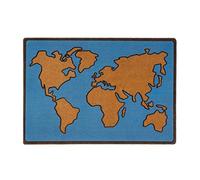 Balvi Zerbino World Map Colore azzurro Tappeto da interno o da esterno. Polyestere/plastica PVC 45x65