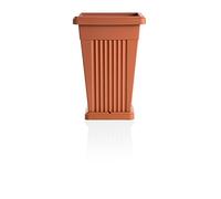 VASO FIORIERA PIRAMIDE CM 40X40X59 H QUADRATO ALTO CON SOTTOVASO TERRACOTTA