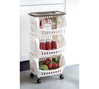Bama Carrello Cucina Tidy 3 Scomparti Scaffale Con Ruote cm.39.5x30x77 Tortora