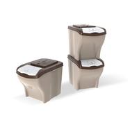 Bama Poker Pet Contenitori Set 3 Pezzi, Beige, 28x40x31 Cm