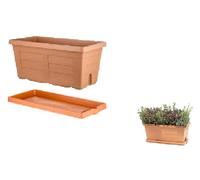 Bama FIORIERA Effetto Legno CM.80X40X34H + SOTTOFIORIERA CM.80 Terracotta Pia...
