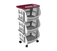 BAMA - Folia Tidy Carrello 3 Pezzi Con Ruote E Vassoio Colore Bordeaux