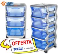 Bama Insieme CASSETTIERA con 3 / 4 Cassetti con ruote → Vari Colori e Modelli