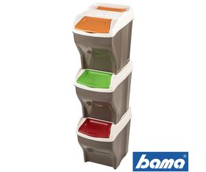 Bama PATTUMIERA SET 3 SECCHI per RACCOLTA DIFFERENZIATA 81 Lt cm 30x40x37,5h