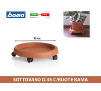 BAMA SOTTOVASO Tondo con RUOTE in PLASTICA TERRACOTTA Fioriera Giardino esterno