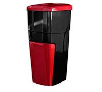 Bama TRYPLA - Pattumiera a 3 Scomparti, Ideale per Riciclaggio, 28 x 39 x 70, Colore: Nero e Rosso, 1 x 4,5 l, 1 x 16 l, 1 x 18 l