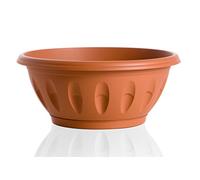 Bama Vaso a Ciotola, con sottovaso, Alba, in Resina, Color Cotto, Ø 30 cm