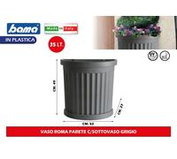 Bama Vaso Roma Parete Tondo con Sottovaso Grigio 35 lt