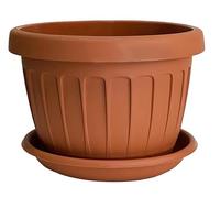 bama Vaso Terra Tondo 40 cm per Fiori Piante con Sottovaso 23 Litri Plastica Color Terracotta, con Fori di Drenaggio, Resistente agli UV, Made in Italy