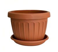 bama Vaso Terra Tondo 50 cm per Fiori Piante con Sottovaso 46 Litri Plastica Color Terracotta, con Fori di Drenaggio, Resistente agli UV, Made in Italy