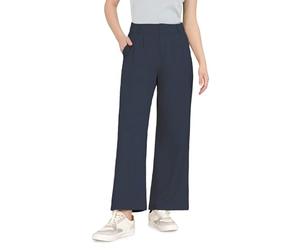Bamans Pantaloni da donna da lavoro, larghi, in tessuto, eleganti, larghi, a vita alta, elasticizzati, con tasca, Blu scuro, XL