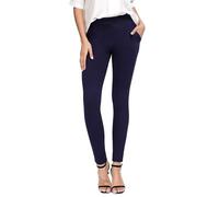 Bamans Pantaloni da donna eleganti e skinny in tessuto, a gamba stretta, elasticizzati, per lavoro, ufficio, con tasche, Nero/2, S