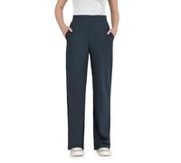 Bamans Pantaloni da donna in tessuto, da lavoro, da donna, elasticizzati, a vita alta, colore: nero, Blu/32 Long, M