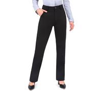 Bamans Pantaloni da donna neri per lavoro, ufficio, tempo libero, con tasche, dritti e senza pieghe, alla moda ed eleganti, generosi, L