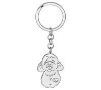 BAMAY Acciaio Inossidabile Carlino Cane Portachiavi Chihuahua Labrador Corgi Cucciolo Portachiavi Charms Animali Domestici Regali per Donna Ragazza (Teddy Argento)