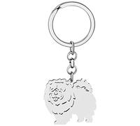 BAMAY Acciaio Inossidabile Carlino Cane Portachiavi Chihuahua Labrador Corgi Cucciolo Portachiavi Charms Animali Domestici Regali per Donna Ragazza (Chow Chow Argento)