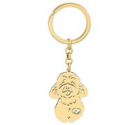 BAMAY Acciaio Inossidabile Carlino Cane Portachiavi Chihuahua Labrador Corgi Cucciolo Portachiavi Charms Animali Domestici Regali per Donna Ragazza (Teddy Oro)