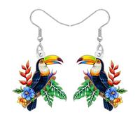 BAMAY Acrilico Carino Tucano Uccello Orecchini Tropicale Floreale Margarita Cocktail Vetro Pendenti Fiore Estate Gioielli Amante degli Uccelli Regali per le donne Mamma (Multicolore)