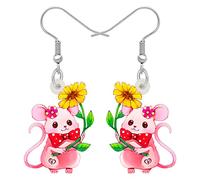BAMAY Acrilico Cute Mouse Orecchini Moda Gioielli Dichiarazione Ratto Orecchini Dangle per Donna Ragazza Anime Mouse Regali (Rosso)