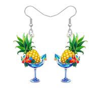 BAMAY Acrilico Floreale Vino Bicchiere Margarita Orecchini Leggero Pendenti Fiore Frutta Farfalla Gioielli Vino Regali per gli Amanti Cocktail Donne Mamma Hawaiano Vacanza (Giallo)