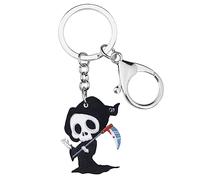 BAMAY Acrilico Halloween Anime Triste Mietitore Portachiavi Charms Horror Regali per le Donne Ragazze Auto Portachiavi Borsa Accessori (Nero)