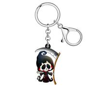 BAMAY Acrilico Halloween Anime Triste Mietitore Portachiavi Charms Horror Regali per le Donne Ragazze Auto Portachiavi Borsa Accessori (Grigio)