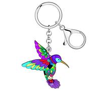 BAMAY Acrilico Volante Colibrì Portachiavi Uccello Carino Gioielli Regali per Donna Ragazza Portafoglio Auto Portachiavi Estate Charms (Viola)