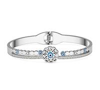 BAMAY Bracciali in Resina del Malocchio Occhio di Allah Bracciale in Acciaio Inossidabile Placcato oro 18K per Donna Ragazze Bracciale Bangle Charms (Argento Placcato 062)