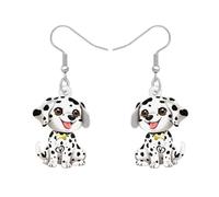 BAMAY Carino Dalmata Orecchini Amanti del Cane Regali per le Donne Pet Proprietari di Cani Mamma Acrilico Pendenti Gioielli Cucciolo (Bianco)
