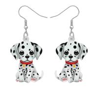BAMAY Carino Dalmata Orecchini Amanti del Cane Regali per le Donne Pet Proprietari di Cani Mamma Acrilico Pendenti Gioielli Cucciolo (Nero)