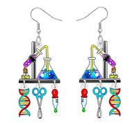 BAMAY Divertimento Acrilico Scienza Laboratorio Chimica Biologia Insegnante Orecchini Microscopio DNA Gioielli Laurea Ritorno a Scuola Regali di Apprezzamento insegnante per le Donne (Multi)