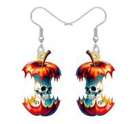 BAMAY Orecchini da donna a forma di teschio spettrale, in acrilico, piatti, ciliegia, ananas, mela, Halloween, regali horror con teschio, idea regalo per donne, gioielli e accessori per costumi