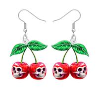 BAMAY Orecchini da donna a forma di teschio spettrale, in acrilico, piatti, ciliegia, ananas, mela, Halloween, regali horror con teschio, idea regalo per donne, gioielli e accessori per costumi
