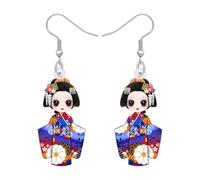 BAMAY Orecchini in acrilico a forma di bambola kimono kimono kokeshi giapponesi pendenti carini accessori accessori per oggetti kawaii regali giapponesi per gli amanti del Giappone bigiotteria per le