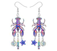 BAMAY Orecchini in Acrilico a Forma di Gambero e Aragosta Cibo dell'Oceano Pesce Tropicale Conchiglia Conchiglia Gioielli da Spiaggia Regali Estivi per Donne Amanti della Spiaggia (Multicolore)