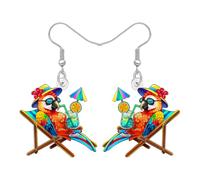 BAMAY Orecchini in acrilico hawaiano pappagallo cocktail regali per uccelli Hawaii gioielli per le vacanze per le donne amanti degli uccelli tropicali accessori da spiaggia Margarita Luau Party, Medio
