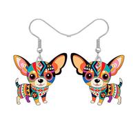 BAMAY Simpatico Chihuahua Regali Boho Chihuahua Dog Orecchini Acrilico Pendenti Gioielli Boemia Funky Cucciolo Amanti Regali per Donne Mamma Proprietari di Animali Domestici, Medio, Acrilico, Nessuna